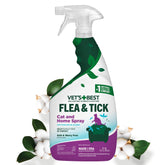 Vet’s Best flea & tick home spray bottle shows plant-based formula for safe home use.