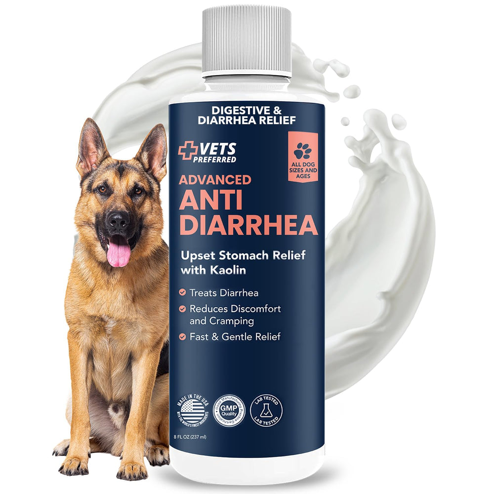 Vets Preferred anti-diarrhea gas relief bottle pour for easy canine dosing.