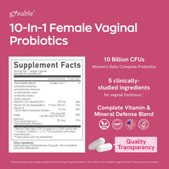 Vevoec Gynable label panel notes clinically studied strains.