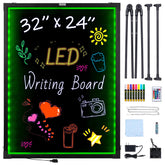 VEVOR 32x24 LED message board front view with vibrant neon colors for menus.