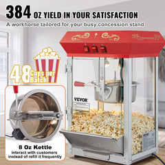 VEVOR popcorn machine yields up to 48 cups per batch for crowds