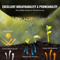 VEVOR weed barrier with smooth edges enables neat garden beds.