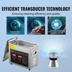 VEVOR Ultrasonic cleaner 3L capacity in action for jewelry and glasses