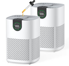 VEWIOR air purifier in the living room showing 360° intake for refreshed air