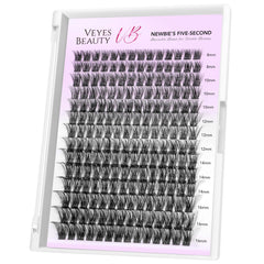 VEYESBEAUTY lash clusters tray with mixed lengths for customizable looks.