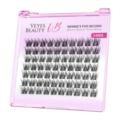 VEYESBEAUTY lash clusters wispy 14mm tray for natural, lightweight enhancement.