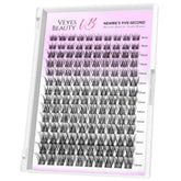 VEYESBEAUTY LuxeBold cluster lashes in 8-16mm mix for versatile volume and light wear.