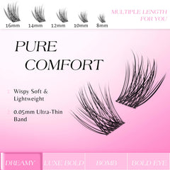 VEYESBEAUTY soft PBT fibers close-up for a delicate lash feel.