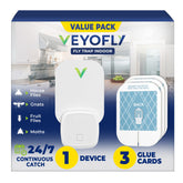 VEYOFLY fly trap indoor front view with discreet white-black design and wall-friendly light