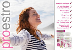 VH Nutrition PROESTRO label detail showing natural ingredients for women's health