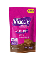 Viactiv Calcium with Vitamin D bottle front, convenient daily bone support for adults.