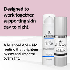 Vibriance Dynamic Duo Retinol Serum for night use to smooth and even skin tone.