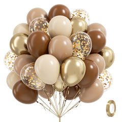 Vicduotex 60pcs brown and gold balloons set for elegant neutral decor ideas.