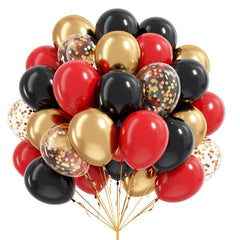 Vicduotex red black gold balloons pack ready for 60-piece party decor