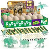VICHTOP dinosaur egg excavation 12-pack showing colorful eggs for kid-friendly archaeology play.