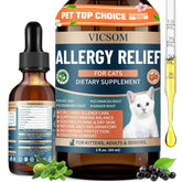 VICSOM cat allergy relief bottle shown for easy dosing and ongoing seasonal relief.