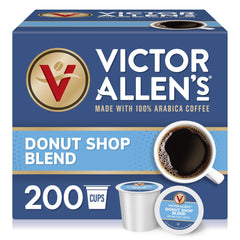 Victor Allen's Donut Shop Blend pods in a box for quick single-serve brewing