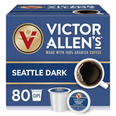 Victor Allen's Seattle Dark pods boxed for quick single-serve coffee.