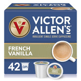 Victor Allen's French Vanilla cappuccino pods 42-count box for quick mornings