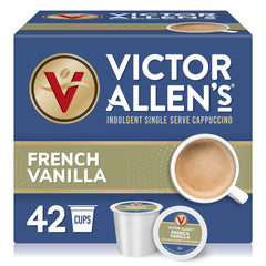 Victor Allen's French Vanilla cappuccino pods 42-count box for quick mornings