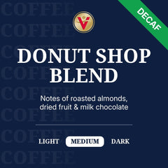 Victor Allen's Decaf Donut Shop pods box back—gluten free and kosher notes.