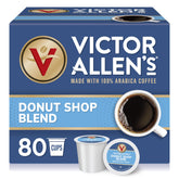 Victor Allen's Donut Shop Blend pod label showing gluten-free and kosher certification.