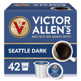 Victor Allen's Seattle Dark pod pack ready for Keurig brewing.