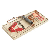Victor M156 metal pedal snap trap close-up for precise indoor rodent control.