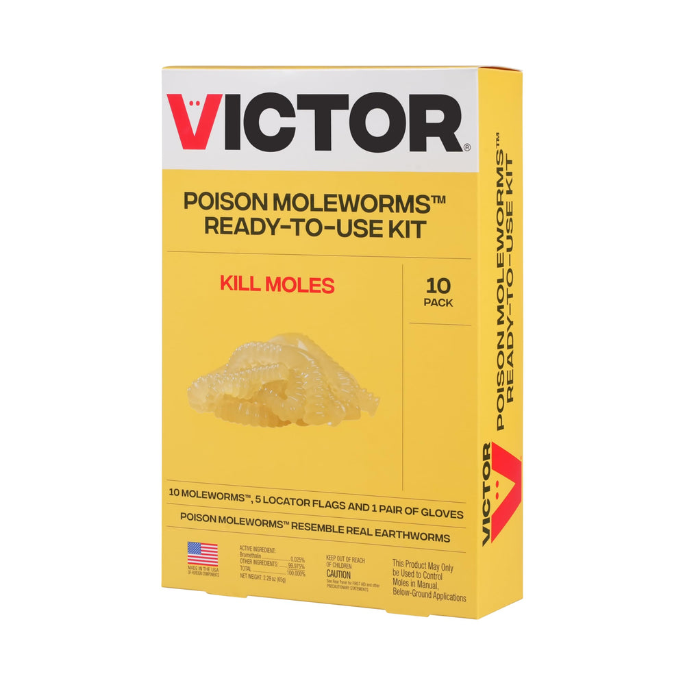 Victor Poison Moleworms: ten worm bait for mole control in lawns