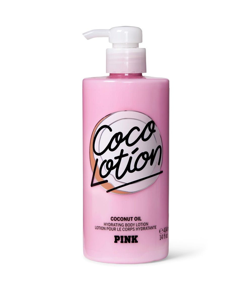 Victoria's Secret Pink Coco Hydrating Body Lotion bottle with coconut oil for deep moisture