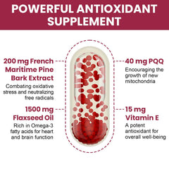 Vigorizar Pycnogenol capsules close-up of vegan softgels for easy daily use.