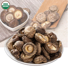 VIGOROUS MOUNTAINS organic certifications label on shiitake pack