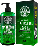 Viking Revolution Tea Tree Body Wash bottle highlights refreshing cleanse and odor protection.
