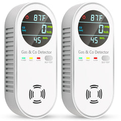 Vilfet 4-in-1 detector front display shows CO, gas, temp, and humidity at a glance