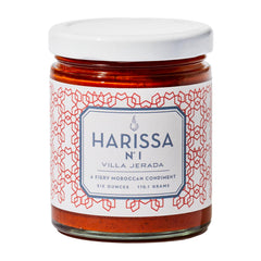 Villa Jerada Harissa No.1 jar label highlights preserved lemon notes
