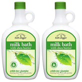Village Naturals Bath Shoppe White Tea Jasmine milk bath bubbles for a calming soak.