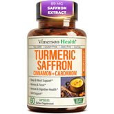 Vimerson Health saffron supplements bottle promoting daily vitality and mood balance.