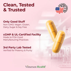 Vimerson Health Tart Cherry Capsules turmeric extract detail signals potency and balance.