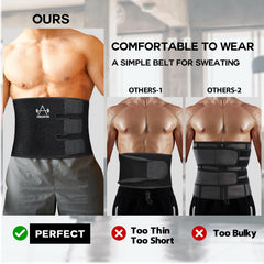 VIMUSFUN Waist Trimmer Belt with three Velcro straps for customizable tension.