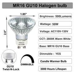 Vinaco GU10 50W bulb warm white 2800K creates cozy atmosphere