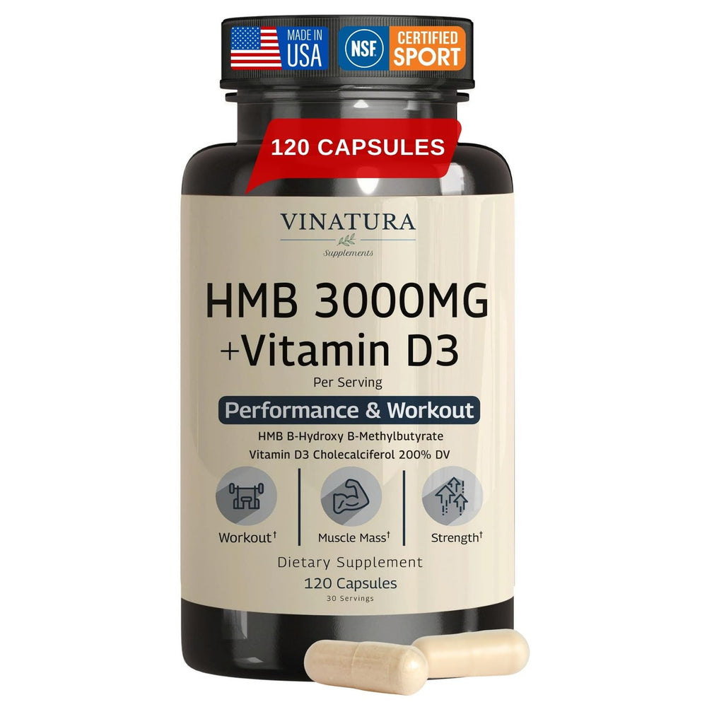 VINATURA HMB 3000mg bottle for daily supplementation.