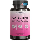 VINATURA Spearmint Leaf Capsules bottle on a clean surface suggesting hormonal balance support