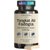 VINATURA Tongkat Ali Fadogia bottle front supports energy and focus.