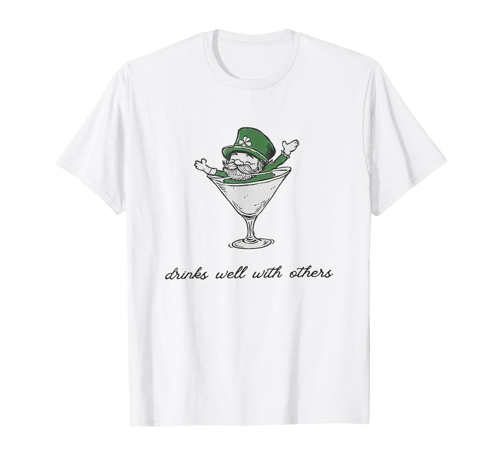 Vintage Illustration St. Patty's Day Baby Tee featuring leprechaun martini design for festive wear