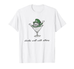 Vintage Illustration St. Patty's Day Baby Tee featuring leprechaun martini design for festive wear