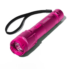 Pink VIPERTEK VTS-T03 stun gun showing anti-roll aluminum body
