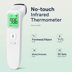 Viproud no-touch thermometer with backlit display for easy night use.