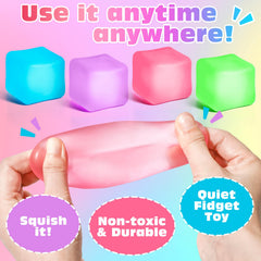 Viscoo blue stress cube close-up showing soft squishy texture for tactile relief.