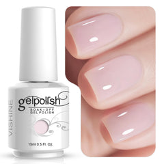 Vishine Gelpolish 1361 light pink bottle for a soft, salon-ready manicure.