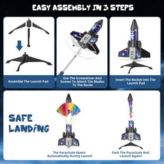 VisionX rocket launcher with auto parachute for safe controlled descent